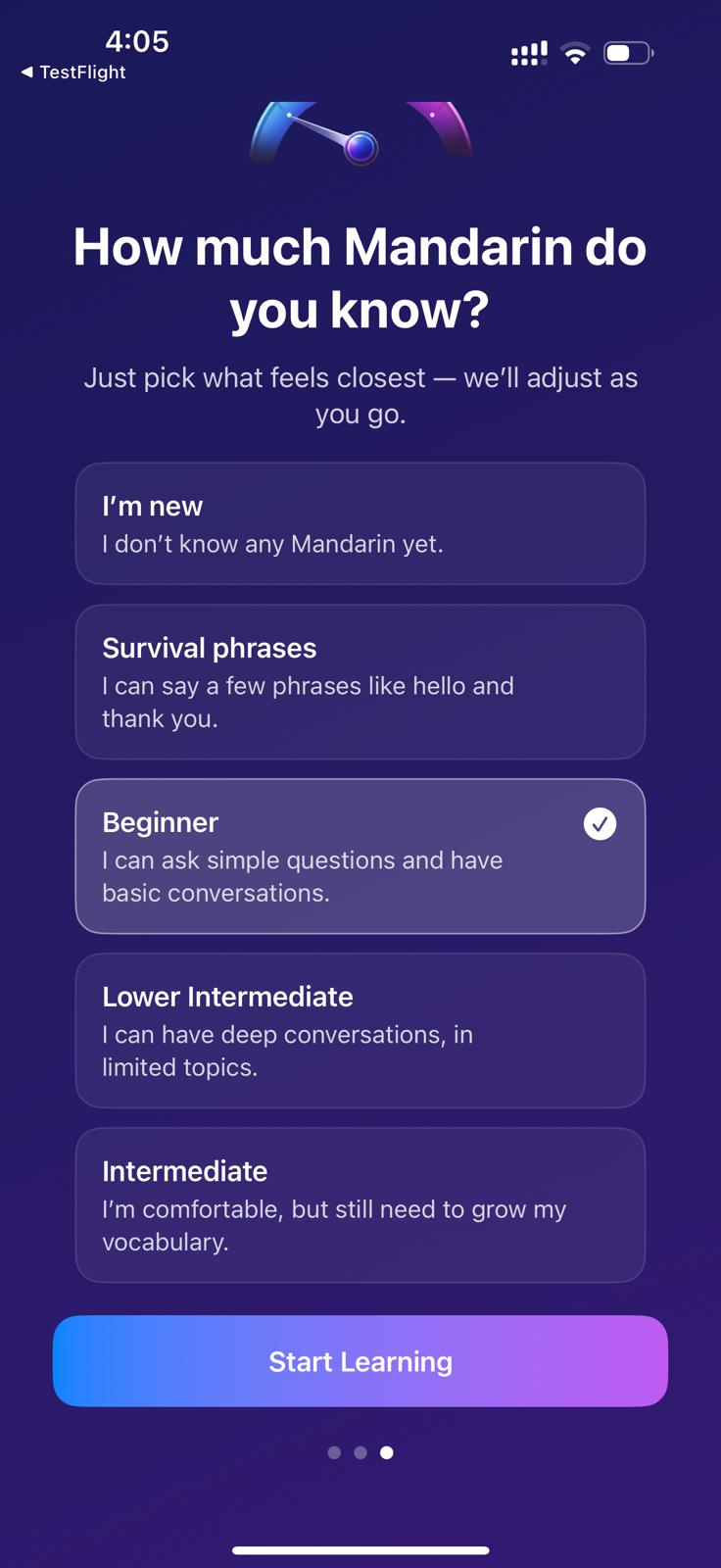 Assessment screen from Mersivia